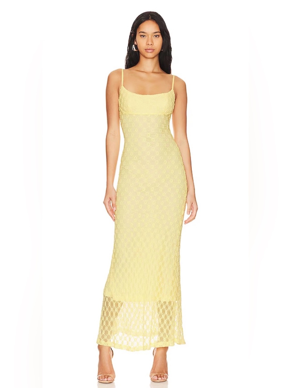 Bardot Canary Yellow Mesh Midi Dress